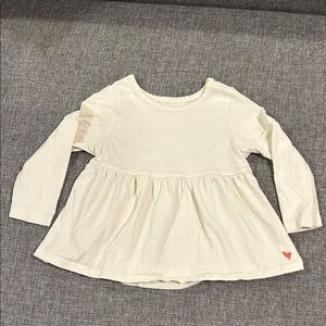Pink Chicken Cream Long Sleeve Girls Top, Size 4Y